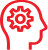 Red head silhouette with gear inside.