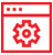 Red browser window with gear icon.
