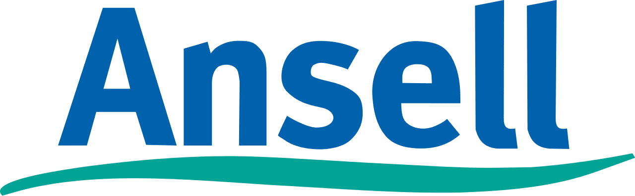 Ansel logo with a blue and green background.